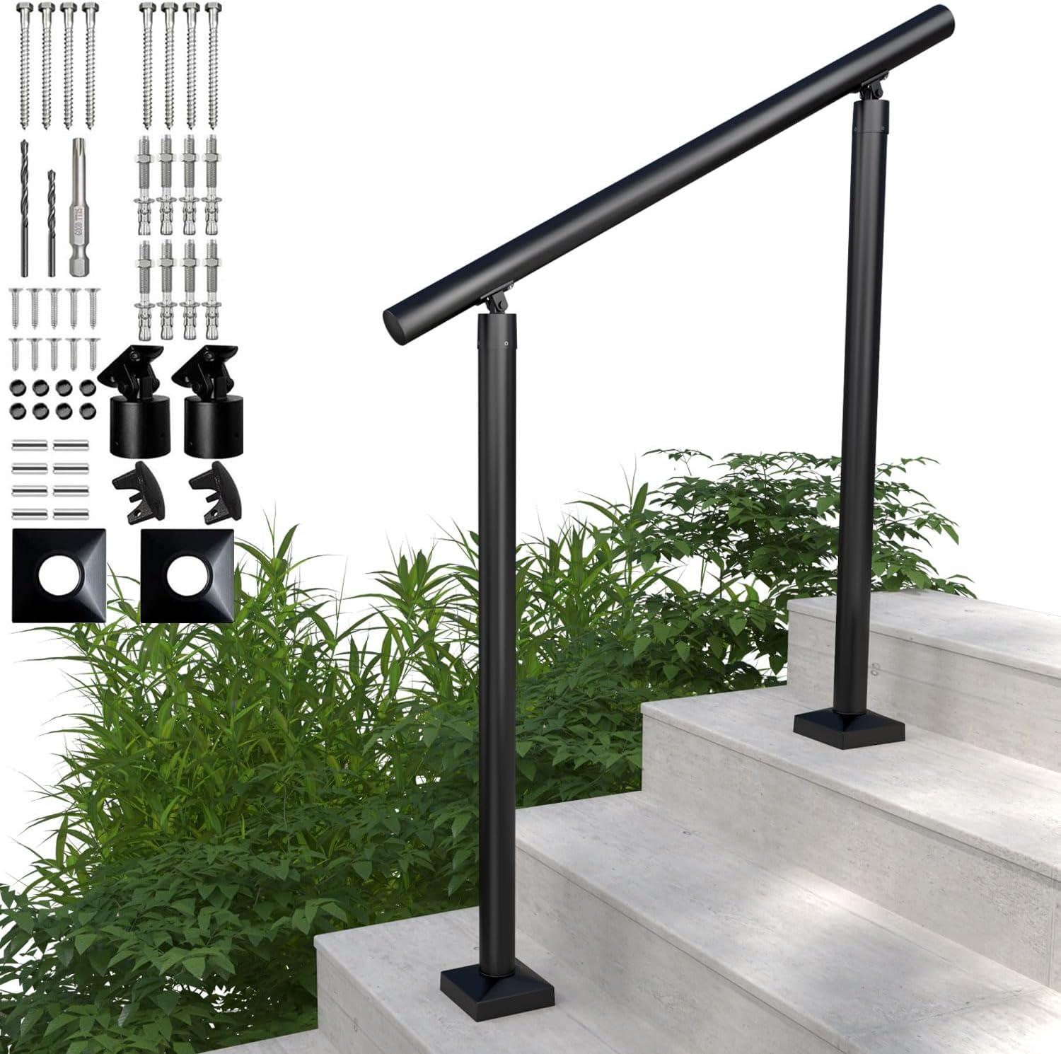 0-3 Steps Aluminum Round Stair Handrail Kit